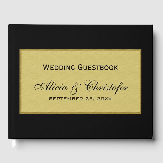 Livre D'or Élégant luxe simple mariage noir et or (Recto)