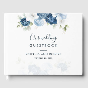 Livre D'or Elégant Mariage bleu bleu bleu floral