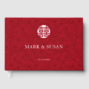 Livre D'or Élégant Mariage chinois traditionnel floral (RED)