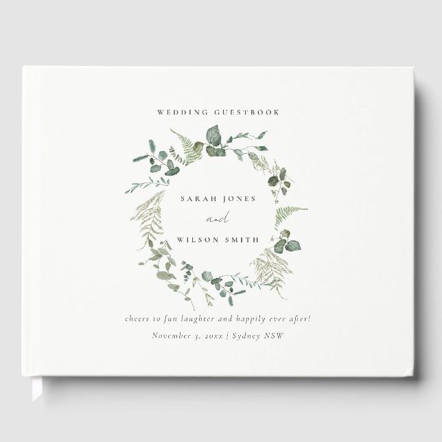 Livre D'or Elégant Mariage d'aquarelle d'Eucalyptus Botanique (Recto)