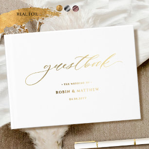 Livre D'or Élégant Mariage de calligraphie à huile réelle