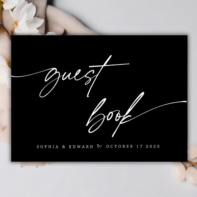 Livre D'or Élégant Mariage de calligraphie noir et blanc (Créateur téléchargé)