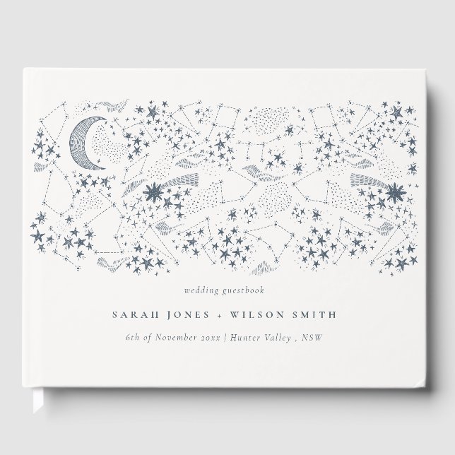 Livre D'or Élégant Mariage de la Lune de nuit étoilée de la M (Recto)
