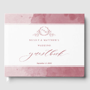 Livre D'or Élégant Mariage de monogramme de l'aquarelle borde