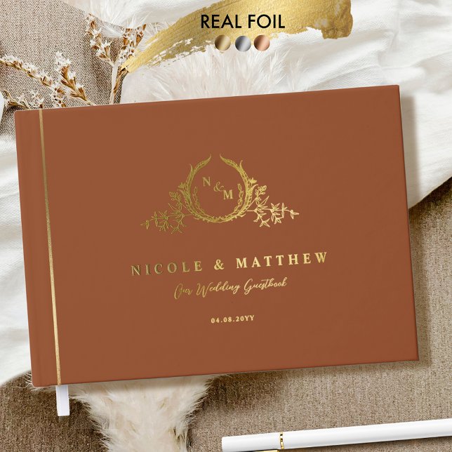 Livre D'or Élégant Mariage de monogramme en terre cuite et en (Créateur téléchargé)