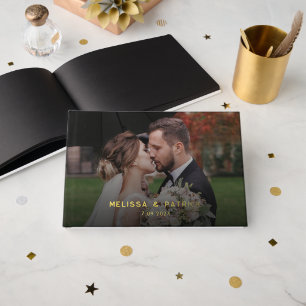 Livre D'or Élégant Mariage de photo moderne Gold