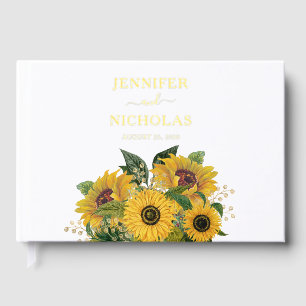 Livre D'or Élégant Mariage de tournesol floral Gold Foil