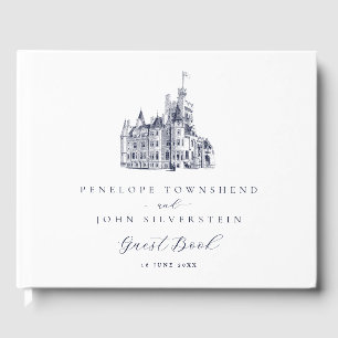 Livre D'or Élégant Mariage d'illustration de château Vintage