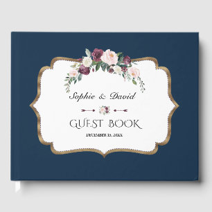 Livre D'or Élégant Mariage d'or floral d'ivoire de Bourgogne