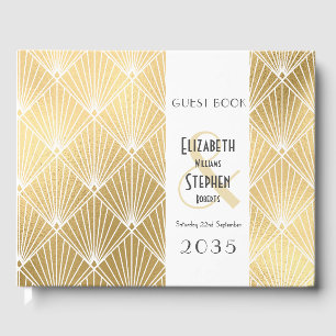 Livre D'or Elégant Mariage d'or Gatsby Art Déco des années 19