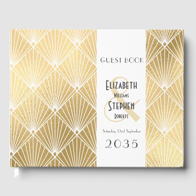 Livre D'or Elégant Mariage d'or Gatsby Art Déco des années 19 (Recto)