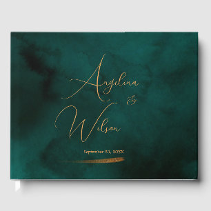 Livre D'or Élégant Mariage Emerald et Gold Script