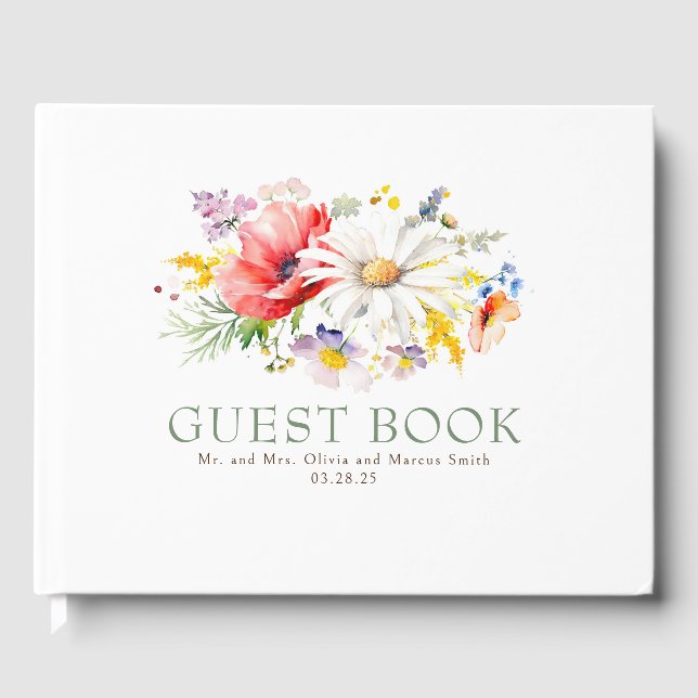 Livre D'or Élégant Mariage Fleur sauvage (Recto)