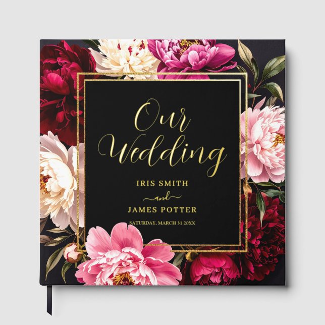 Livre D'or Élégant Mariage Fleuriste en Bourgogne et Rose Pâl (Recto)