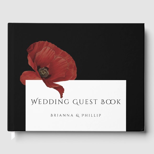Livre D'or Élégant Mariage floral de pavot rouge (Recto)