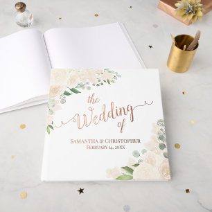 Livre D'or Élégant Mariage floral de pêche pâle de saumons