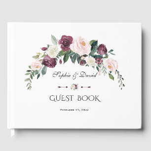 Livre D'or Élégant Mariage floral d'ivoire de Bourgogne