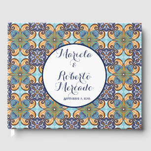 Livre D'or Élégant Mariage Floral Mexicain Talavera