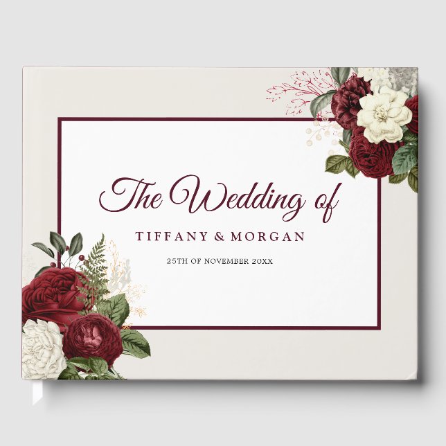 Livre D'or Élégant Mariage floral romantique (Recto)