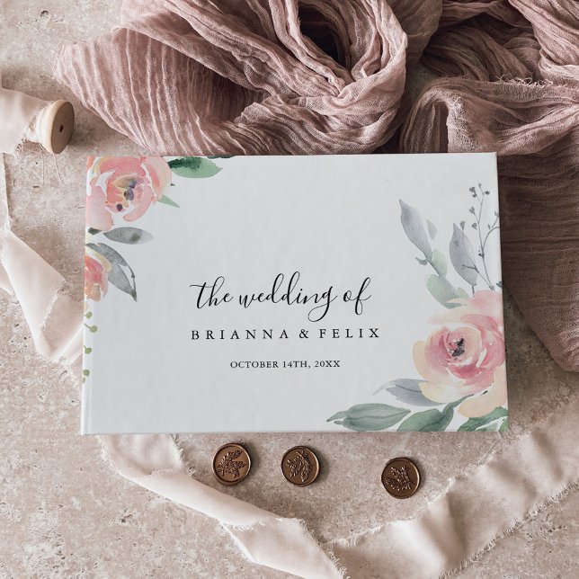 Livre D'or Élégant Mariage floral rose (Créateur téléchargé)