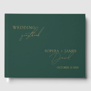 Livre D'or Élégant Mariage minimaliste Emerald Green Gold