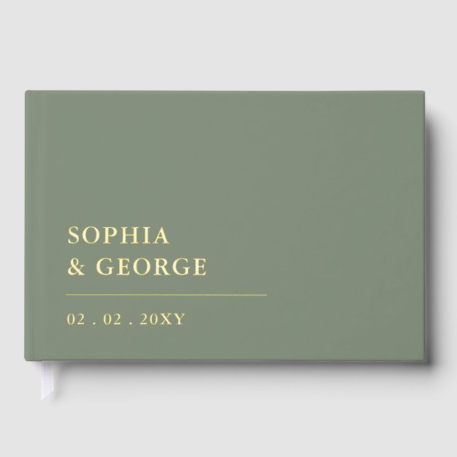 Livre D'or Élégant Mariage moderne de taille et d'or (Recto)