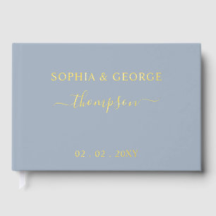 Livre D'or Élégant Mariage moderne Dusty Blue Gold
