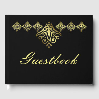 Livre D'or Élégant Mariage noir et or