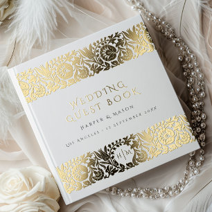 Livre D'or Élégant Mariage or floral
