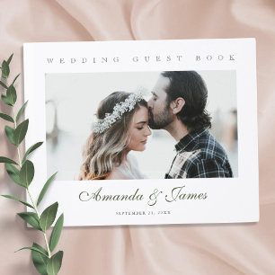 Livre D'or Élégant Mariage photo de script vert