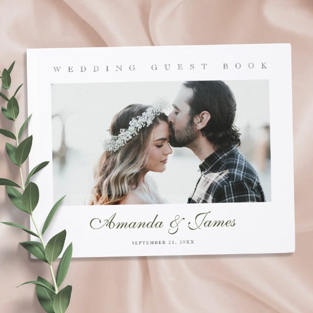 Livre D'or Élégant Mariage photo de script vert (Créateur téléchargé)