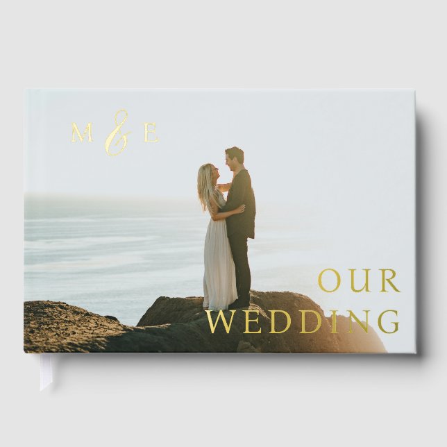 Livre D'or Élégant Mariage photo Monogram Foil (Recto)