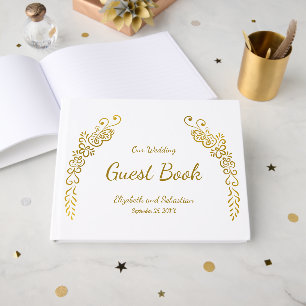 Livre D'or Élégant Mariage photo White and Gold Flourish