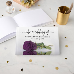 Livre D'or Élégant Mariage Rose à longue tige de prune violet