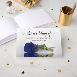 Livre D'or Élégant Mariage Rose Bleu Long Stemmed Marine