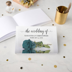 Livre D'or Élégant Mariage Rose Turquoise à longue tige
