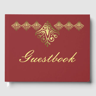 Livre D'or Élégant Mariage rouge et or