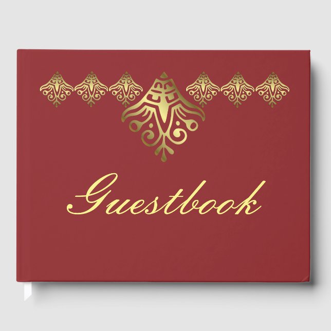 Livre D'or Élégant Mariage rouge et or (Recto)