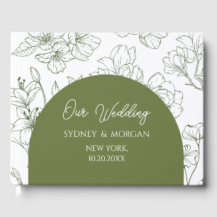 Livre D'or Élégant Mariage végétal floral Sage vert