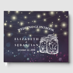 Livre D'or Elégant Mason Jar String Lights Mariage Guestbook