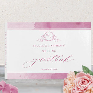 Livre D'or Elégant Mauve rose Aquarelle Mariage