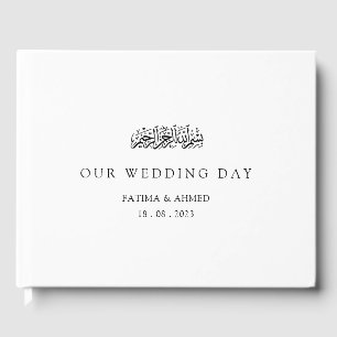Livre D'or Elégant minimal blanc Notre jour de mariage musulm