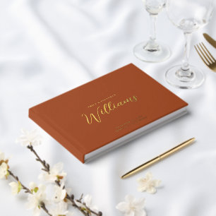 Livre D'or Élégant minimal Gold Foil Mariage en terre cuite