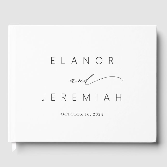 Livre D'or Élégant minimal noir blanc Mariage de calligraphie (Recto)