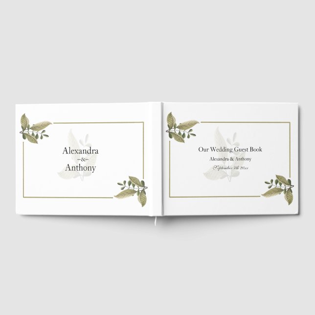 Livre D'or Elegant Minimalist Greenery Wedding Guest Book (Complet)
