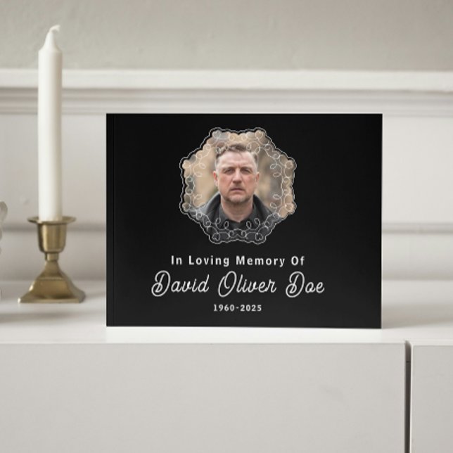Livre D'or Elegant Minimalist Photo Classic Memorial Funeral (Elegant Minimalist Photo Classic Memorial Funeral Guest Book black and white custom text picture)