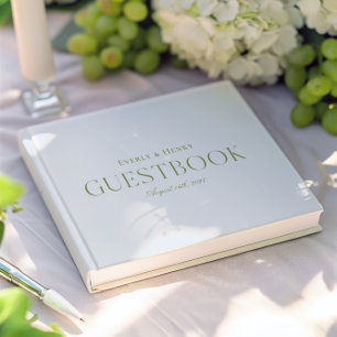 Livre D'or Élégant minimaliste bleu clair et Mariage vert Sag