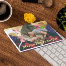 Élégant minimaliste floral personnalisé photo mari