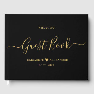 Livre D'or Élégant minimaliste Gold Script Mariage noir