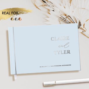 Livre D'or Élégant, minimaliste huile réelle et Mariage bleu 